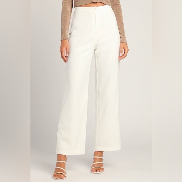 Lulus Distinct Instincts White High-Waisted Wide-Leg Trouser Pants, Size XS - Picture 2 of 12